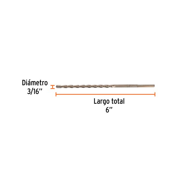 11258 - Broca para concreto de 3/16 x 6', Truper