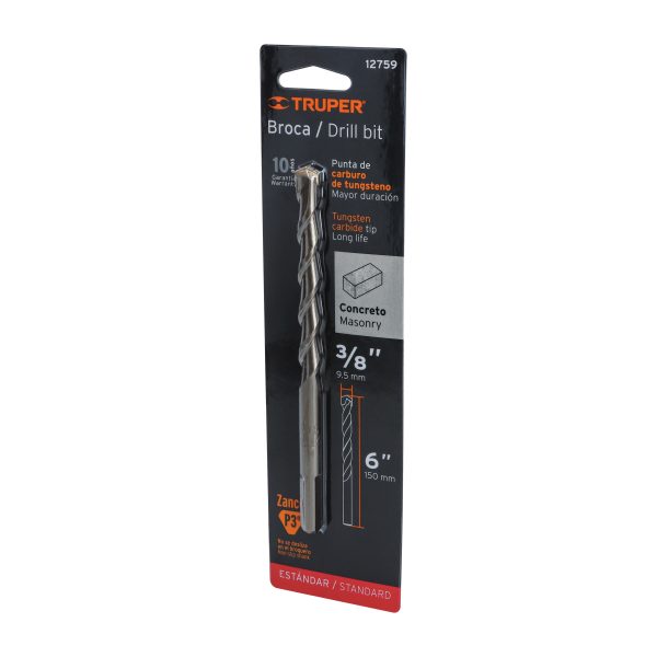 12759 - Broca para concreto de 3/8 x 6' en blíster, TRUPER