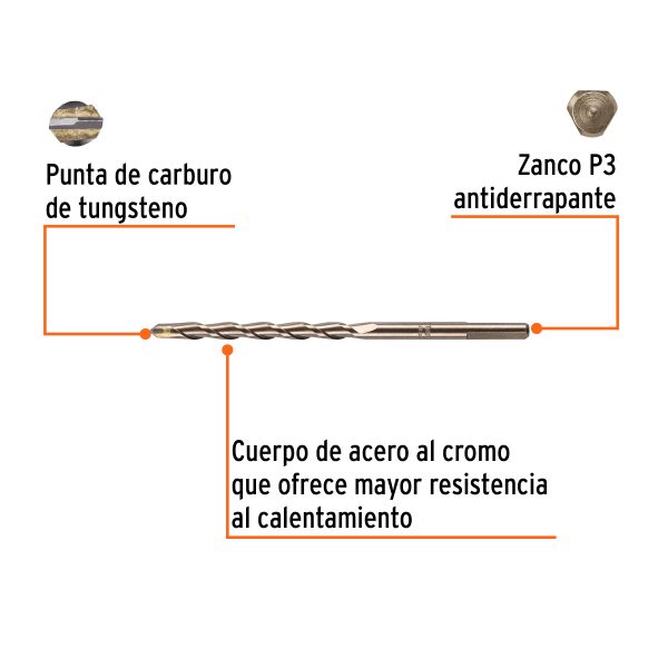12757 - Broca para concreto de 5/16 x 6' en blíster, TRUPER