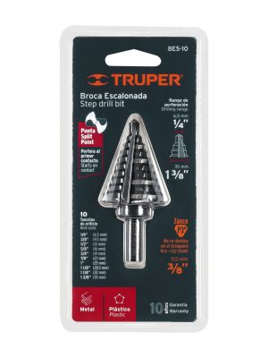12126 - Broca escalonada óxido negro 10escalones 1/4 a 1-3/8',Truper