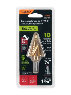 101556 - Broca escalonada titanio 10 escalones 1/4' a 1-3/8', Expert