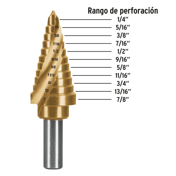 101554 - Broca escalonada titanio 11 escalones 1/4' a 7/8', Expert