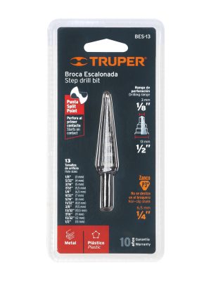 12122 - Broca escalonada óxido negro 13 escalones 1/8' a 1/2',Truper