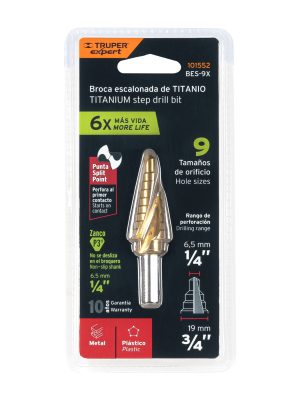 BES-9XE1.jpg 101552 - Broca escalonada titanio 9 escalones 1/4' a 3/4', Expert