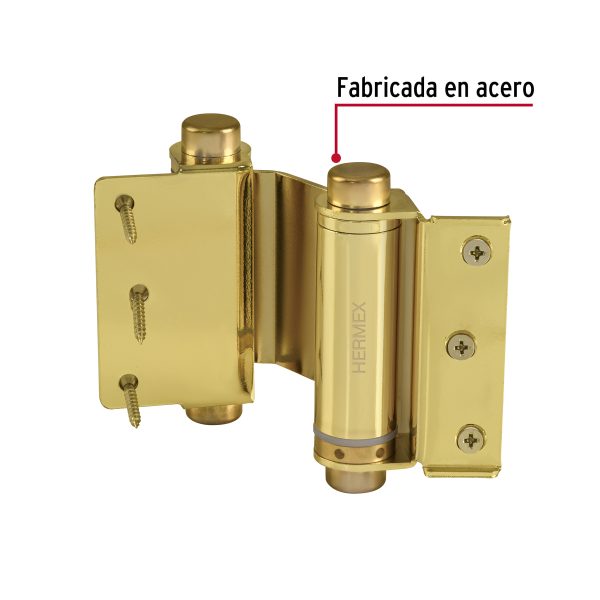 43182 - Bisagra de doble acción 3' acero latonado, HERMEX