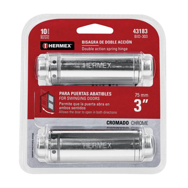 43183 - Bisagra de doble acción 3' acero cromado, HERMEX