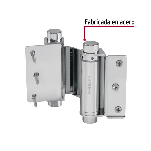 43183 - Bisagra de doble acción 3' acero cromado, HERMEX