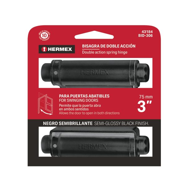 43184 - Bisagra de doble acción 3' acero negro, HERMEX