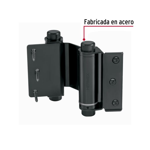 43184 - Bisagra de doble acción 3' acero negro, HERMEX