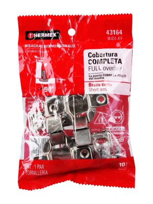 43164 - Bolsa c/2 bisagras bidimensionales de brazo corto,c completa