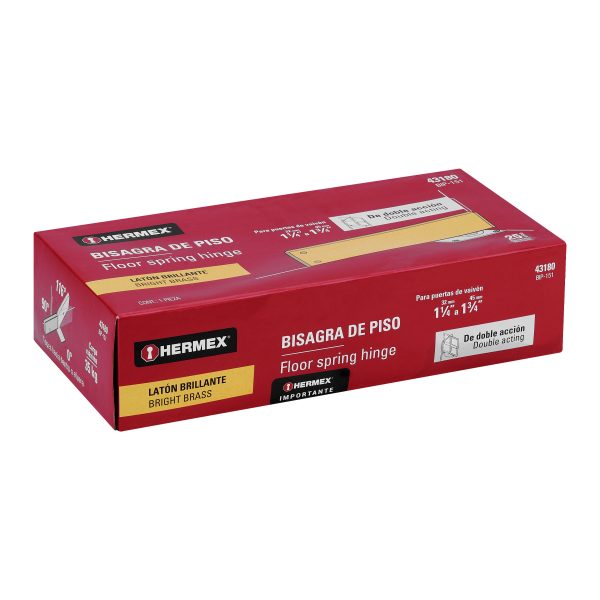 43180 - Bisagra de piso doble acción, acero latonado, HERMEX