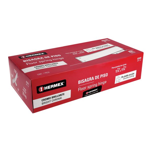 43181 - Bisagra de piso doble acción, acero cromado, HERMEX