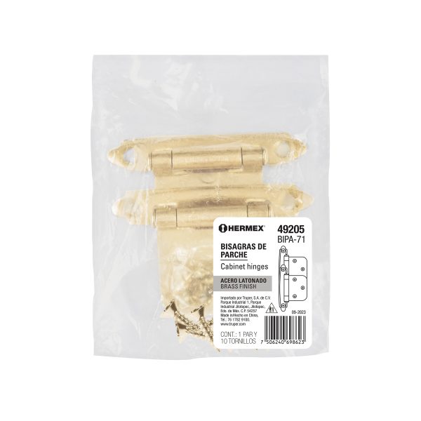 49205 - Bolsa con 2 bisagras parche de 7cm, latonado, HERMEX