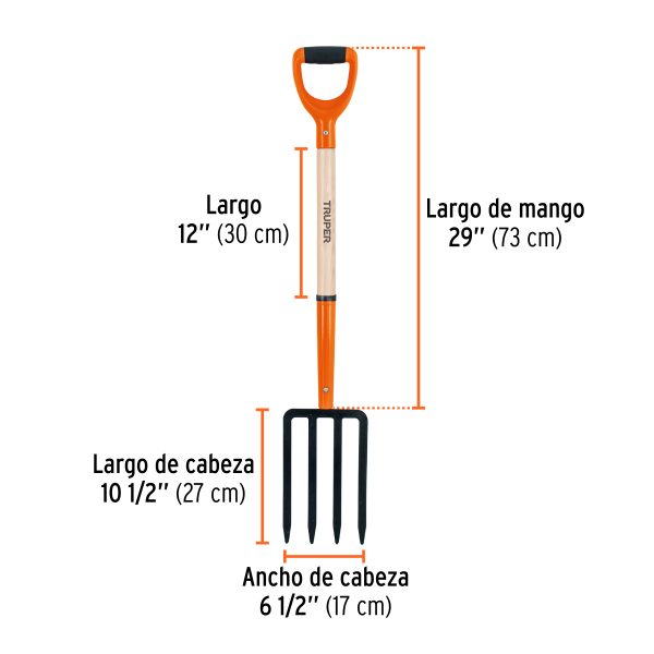 11018 - Bieldo para jardín, 4 dientes, mgo 29', puño 'Y', TRUPER