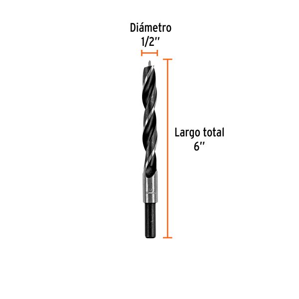 101696 - Broca con punta centradora para madera 1/2', TRUPER