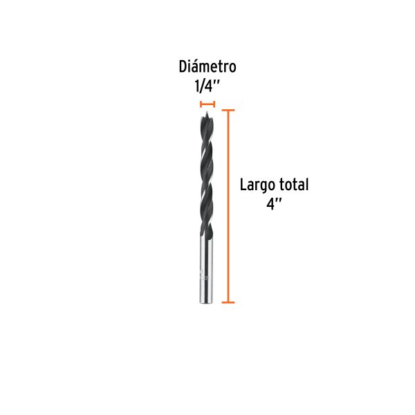 101691 - Broca con punta centradora para madera 1/4', TRUPER
