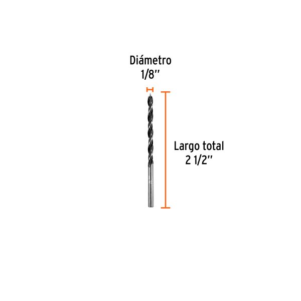 101626 - Broca con punta centradora para madera 1/8', TRUPER