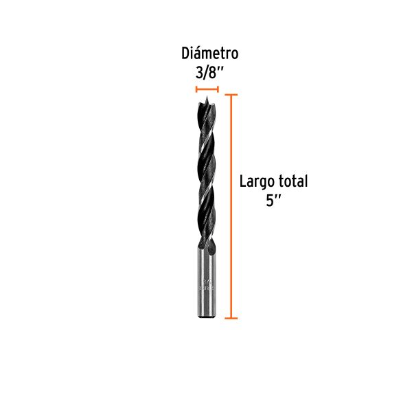 101694 - Broca con punta centradora para madera 3/8', TRUPER
