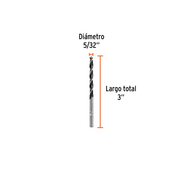 101627 - Broca con punta centradora para madera 5/32', TRUPER