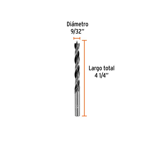 101692 - Broca con punta centradora para madera 9/32', TRUPER