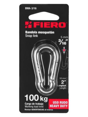44037 - Bandola mosquetón de acero 3/16', Fiero