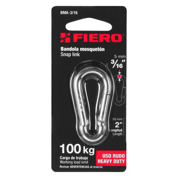44037 - Bandola mosquetón de acero 3/16', Fiero