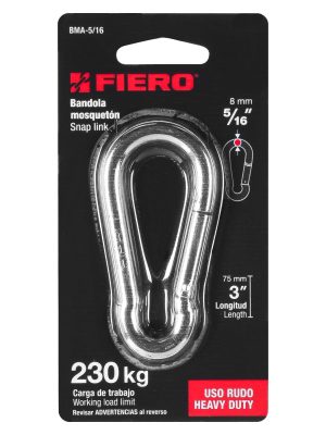 44039 - Bandola mosquetón de acero 5/16', Fiero