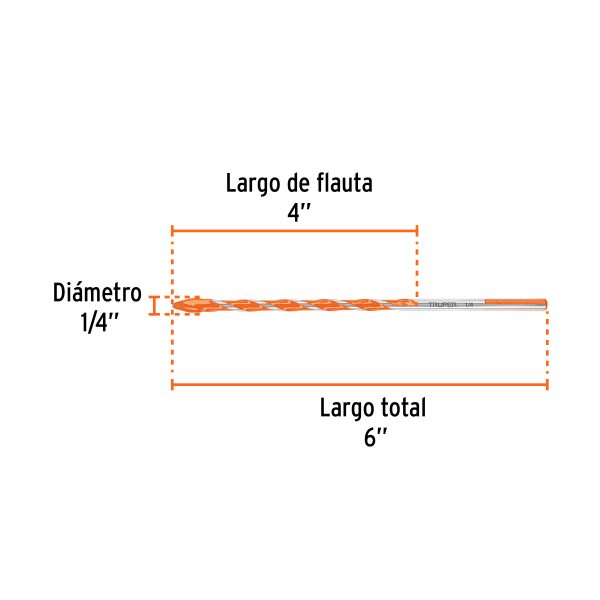 101806 - Broca multimaterial 1/4 x 6', Truper