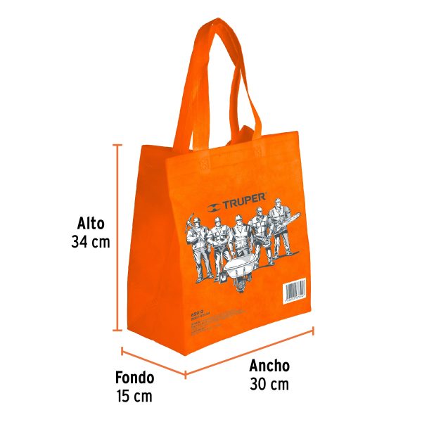 65013 - Bolsa ecológica naranja de 30 x 34 cm, Truper
