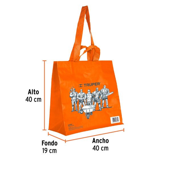 66082 - Bolsa ecológica naranja de 40 x 40 cm, Truper