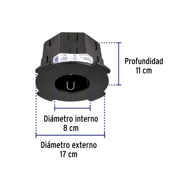 48374 - Bote integral de 10 cm, aro interno de 8 cm, Volteck