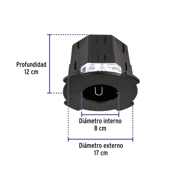 48370 - Bote integral de 12 cm, aro interno de 8 cm, Volteck