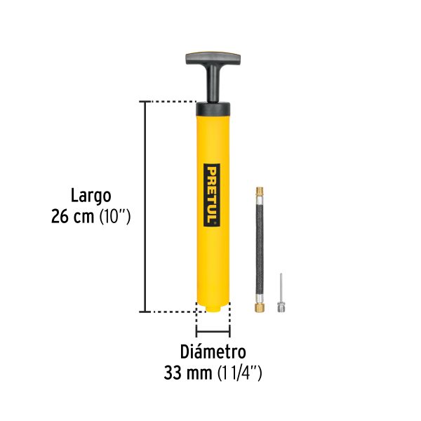 21695 - Mini bomba manual para inflar balones, 14.5 PSI, PRETUL