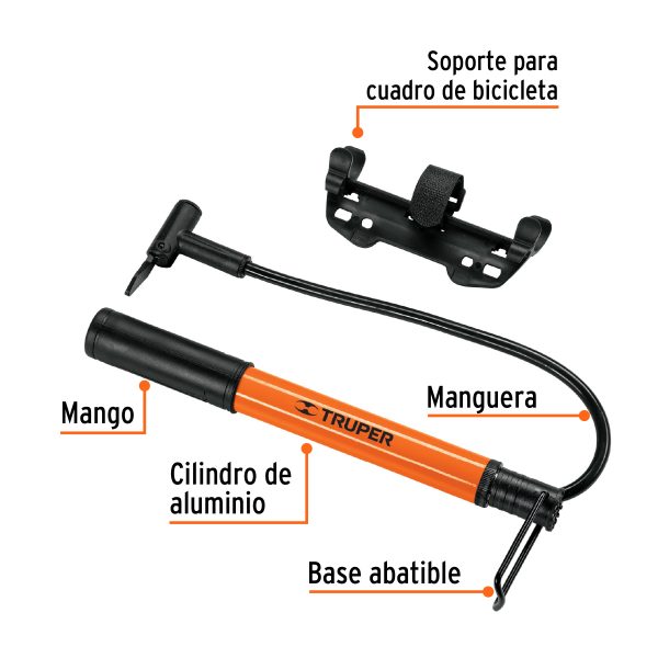 13790 - Mini bomba manual para bicicleta, 60 PSI, TRUPER
