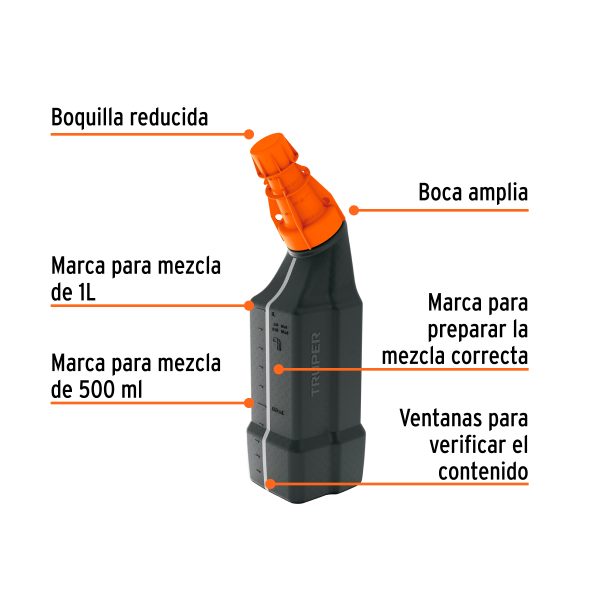 101780 - Bote para mezcla de gasolina y aceite, 1 L, Truper