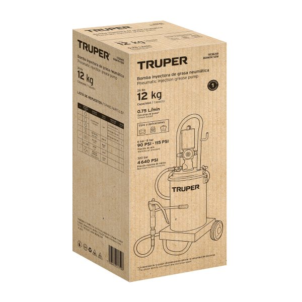 103645 - Bomba Inyectora Neumática de grasa, 12 Kg, Truper