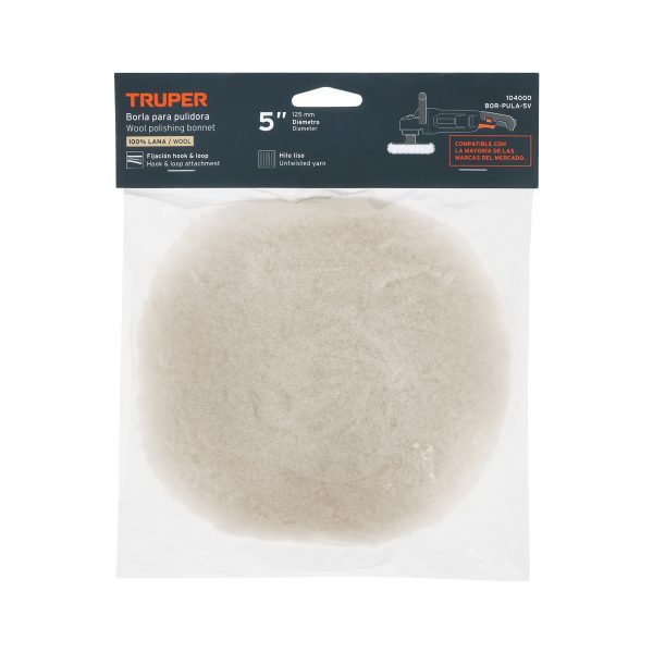 104000 - Borla p/pulir de lana de 5' hook and loop, TRUPER
