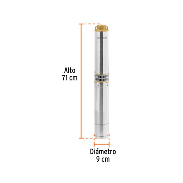 102975 - Bomba sumergible tipo bala, 1HP, uso agrícola, 220V, TRUPER