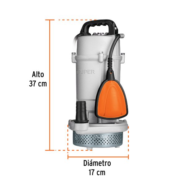 15003 - Bomba sumergible cubierta aluminio,agua limpia, 1 HP, TRUPER