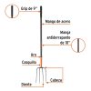 102100 - Bieldo para paja, 4 dientes, mgo largo de acero 48' TRUPER