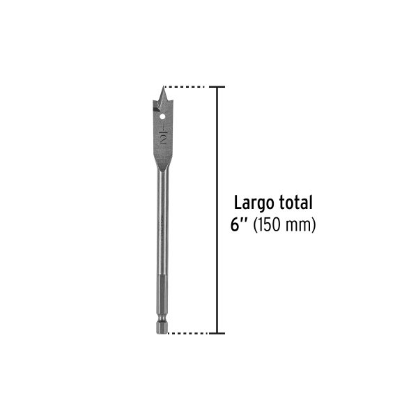 28100 - Broca plana de manita 1/2' para madera, Pretul