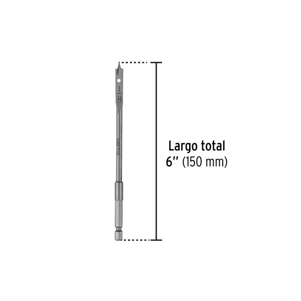 28096 - Broca plana de manita 1/4' para madera, Pretul