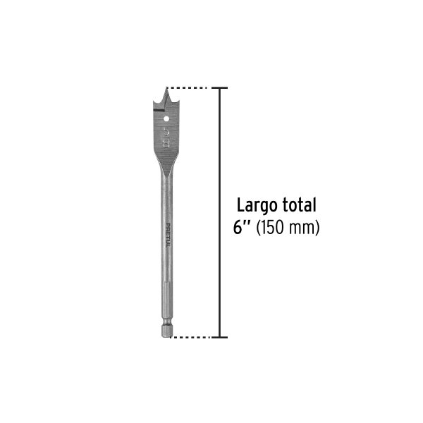 28101 - Broca plana de manita 5/8' para madera, Pretul