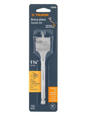 11390 - Broca plana de manita 1-1/4' para madera, Truper