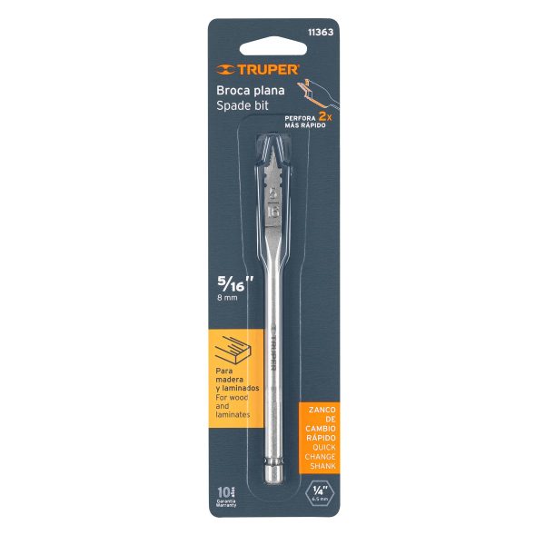 11363 - Broca plana de manita 5/16' para madera, Truper