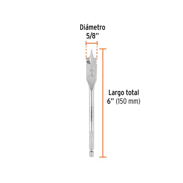 11375 - Broca plana de manita 5/8' para madera, Truper
