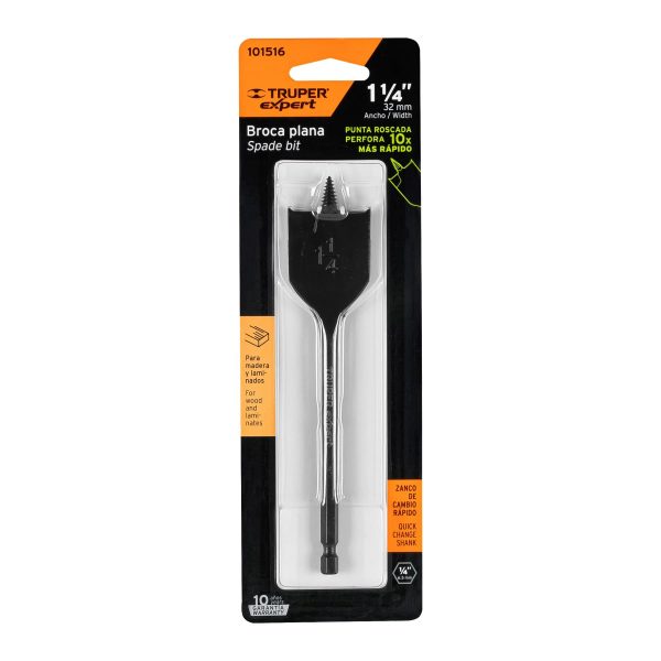 101516 - Broca plana de manita 1-1/4' para madera, Truper Expert