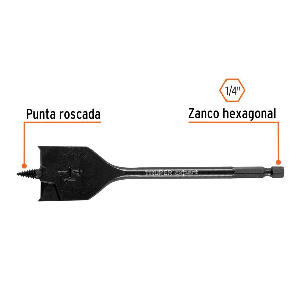 101516 - Broca plana de manita 1-1/4' para madera, Truper Expert