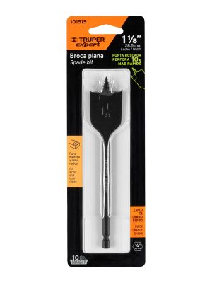 101515 - Broca plana de manita 1-1/8' para madera, Truper Expert