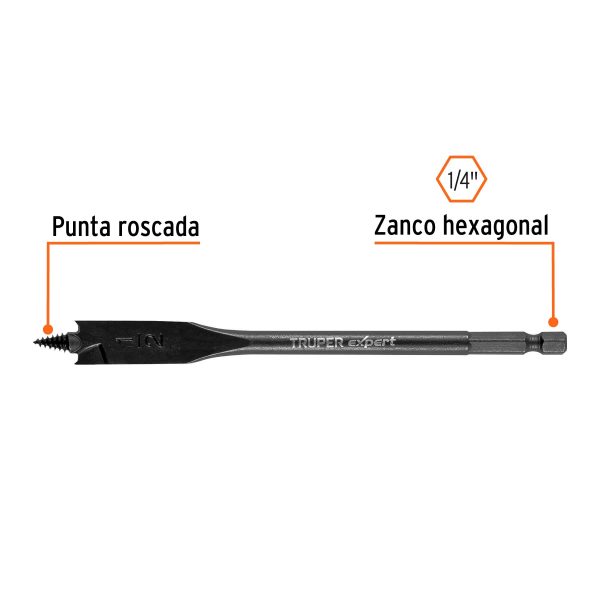 101510 - Broca plana de manita 1/2' para madera, Truper Expert